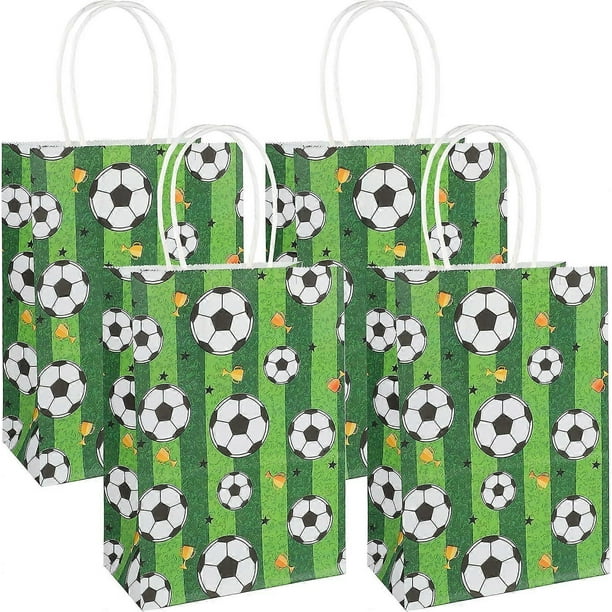 16pcs Football Paper Party Bags Favor Bags, Football Party Favor Bags with Handles for Kids Adult Birthday Football Themed Party Supplies