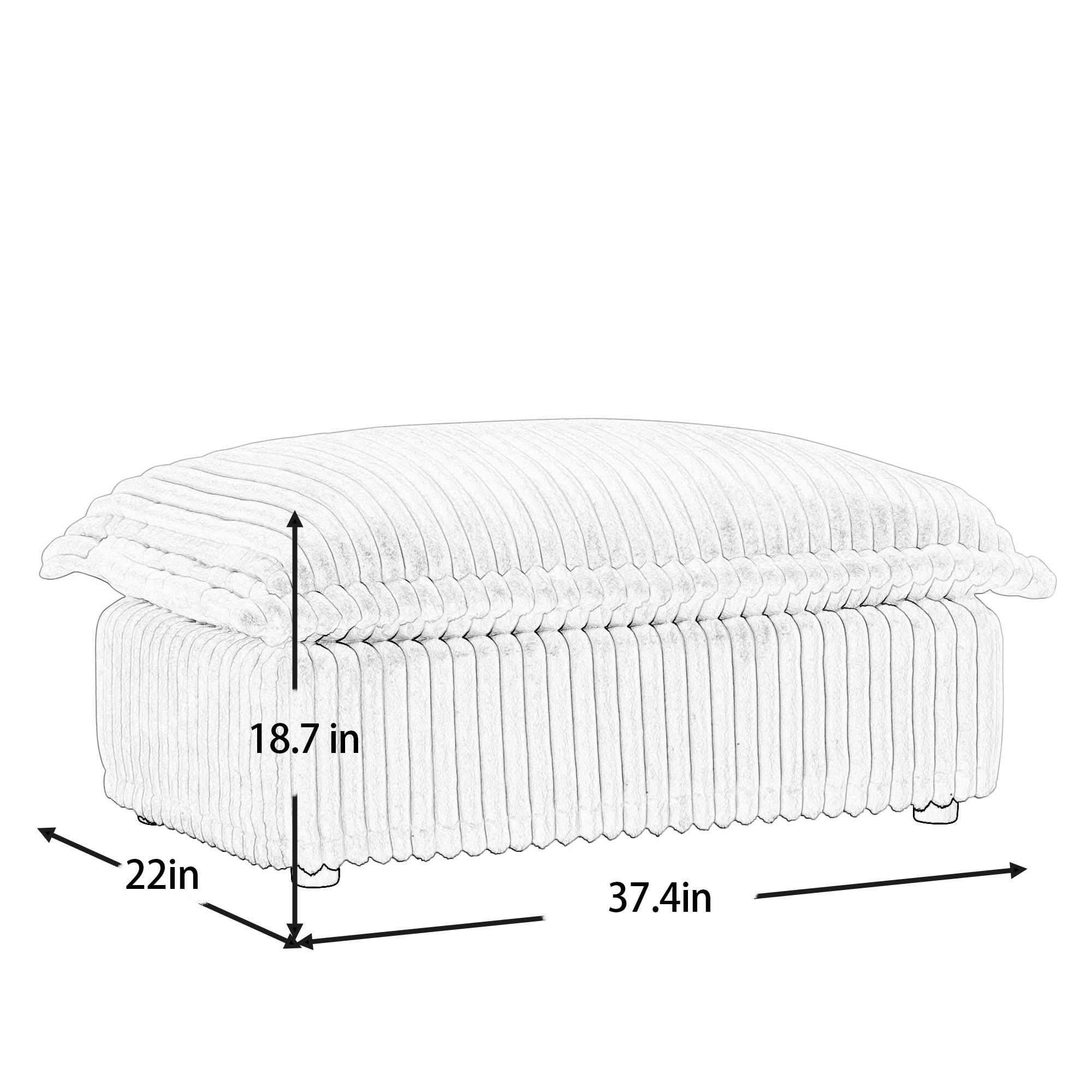 Gewnee Corduroy Fabric Cream Singel Ottoman For Deep Seat Sofa Couch for Living Room, Reading Room