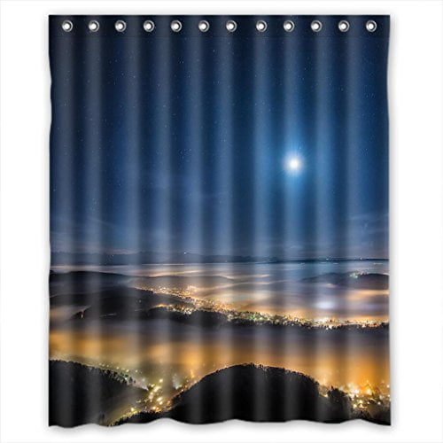 YUSDECOR Light World Design Shower Curtain Polyester Fabric Bathroom Shower Curtain 60x72 inches