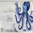 thumbnail image 4 of Navy Blue Octopus Coastal Waterproof Fabric Shower Curtain,Nautical Summer Beach Ocean Waterproof Fabric Shower Curtain for Bathroom Curtains Bathtubs Shower Curtains with 12 Hooks Stall 54x78in, 4 of 8