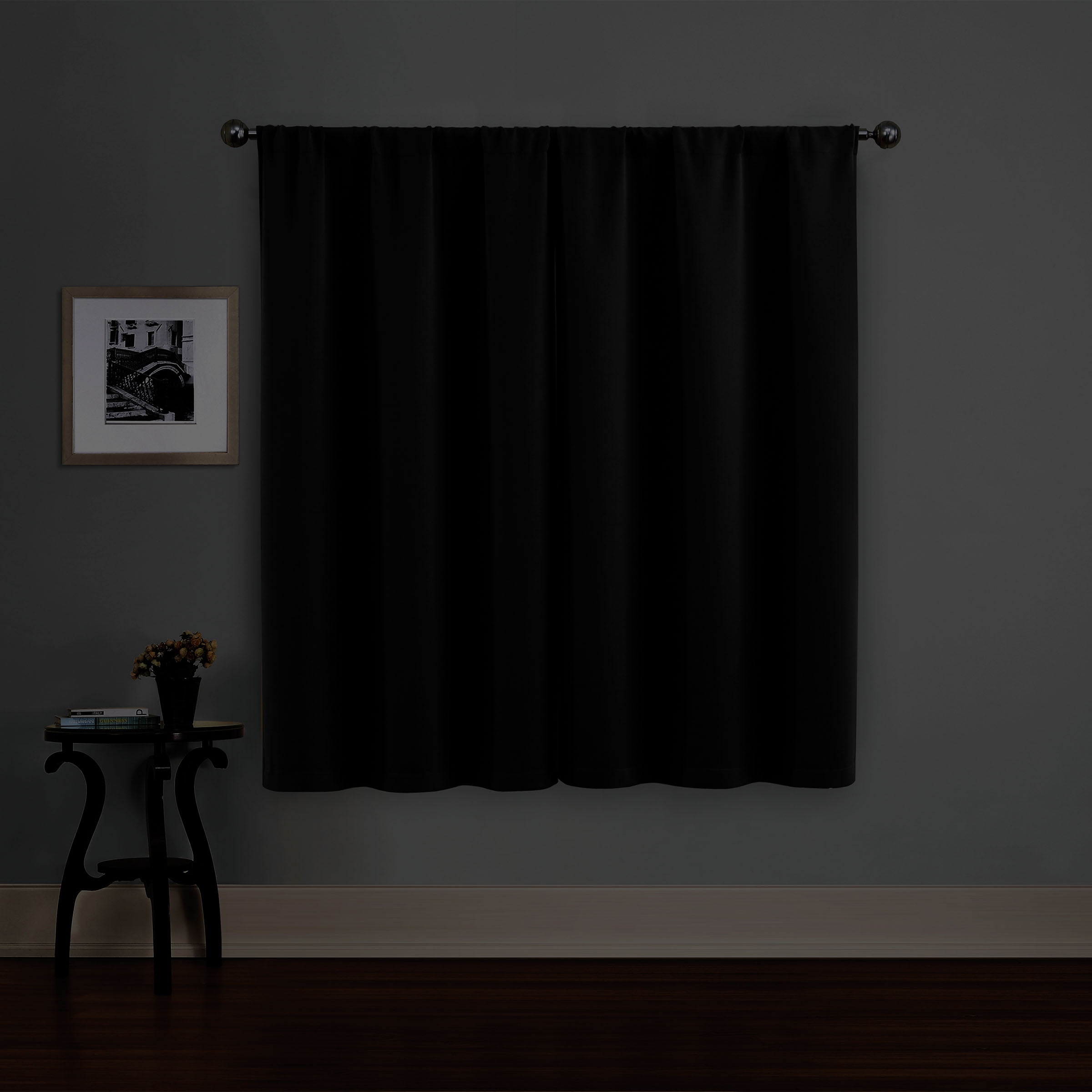 (3 pack) Eclipse Phoenix Solid Blackout Curtains, 63 Inch Long, Set of 2, Black, 37" W x 63" L
