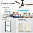 thumbnail image 5 of Sofucor 48 Inch Smart Ceiling Fan with Lights and Remote/APP Control, Compatible with Alexa/Google, 3 Blade Brown Black Solid Wood Low Profile Ceiling Fan for Indoor Outdoor Bedroom Farmhouse Patio, 5 of 8