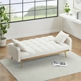 thumbnail image 3 of Convertible Futon Sofa Bed,69 Inch Modern Teddy Loveseat Sofa Couch with Adjustable Backrest for Small Space,Living Room,Beige, 3 of 8
