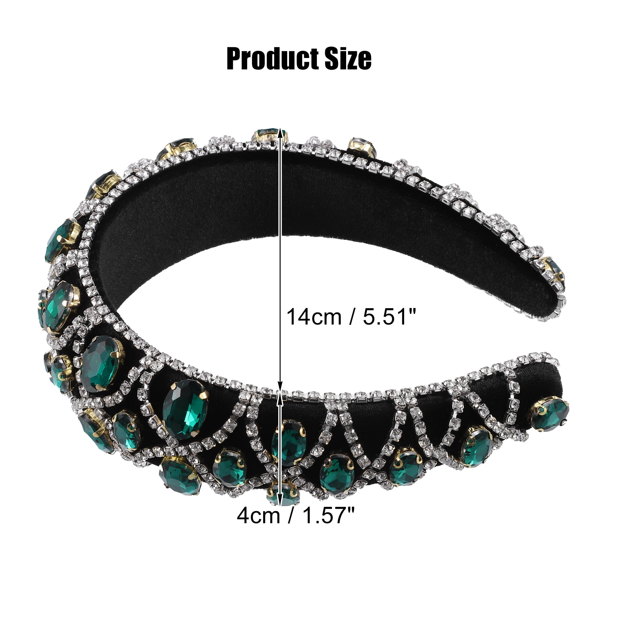 Unique Bargains Faux Crystal Padded Headband Green
