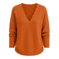 thumbnail image 5 of Only Moment Orange Long Sleeve Shirts for Women V Neck Casual Fall Tops Lightweight Tunic Sweaters Fashion Clothes Loose Fit 2XL, 5 of 9