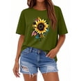 thumbnail image 4 of NAMTYQX Womens T Shirts Baggy Printed Short Sleeve Bedrucken Casual Stretchy Crew Neck Plus Size Soft Womens Summer Shirts Army Green Size S, 4 of 5