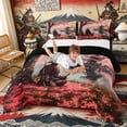 thumbnail image 3 of Manfei Fantasy Samurai Queen Comforter Set for Boys Men, Cherry Lake Bedding Comforter Set, Pink Black Teal, Black Reversible 3-Piece, 1 Comforter and 2 Pillowcases, 3 of 6