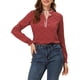 thumbnail image 1 of Blusa de cuello con volantes de la marca INSPIRE CHIC para mujer, de mangas largas, talla XL, color rojo vino con corazones, 1 of 7