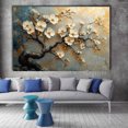 thumbnail image 2 of Mudket White Plum Blossom on Gold Branch Canvas Wall Art, Vintage Floral Oil Painting Wall Decor, Framed Ready to Hang Artwork for Living Room Bedroom Farmhouse - 12"L x 8"W, 2 of 10