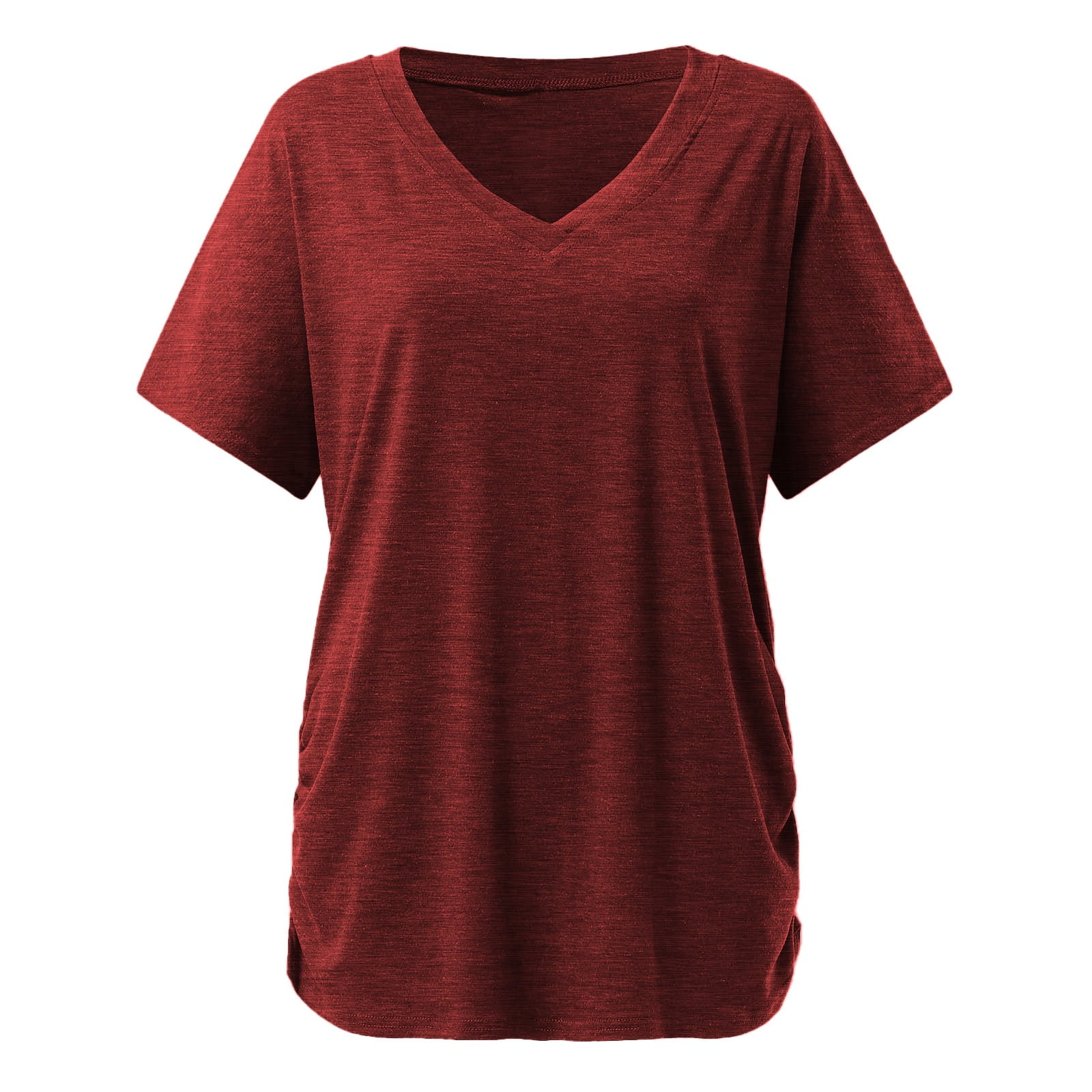 Short Sleeve V-Neck Plain Color Soft Loose Fitting Summer T-Shirts