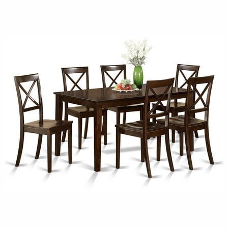 Wooden Garden Tables And Chairs East West Furniture Capris 7 Piece Rectangular Dining Table Set with Boston Wooden Seat Chairs ()