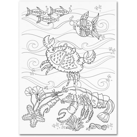 Trademark Fine Art "Crab And Lobster" Canvas Art by Lisa Powell Braun