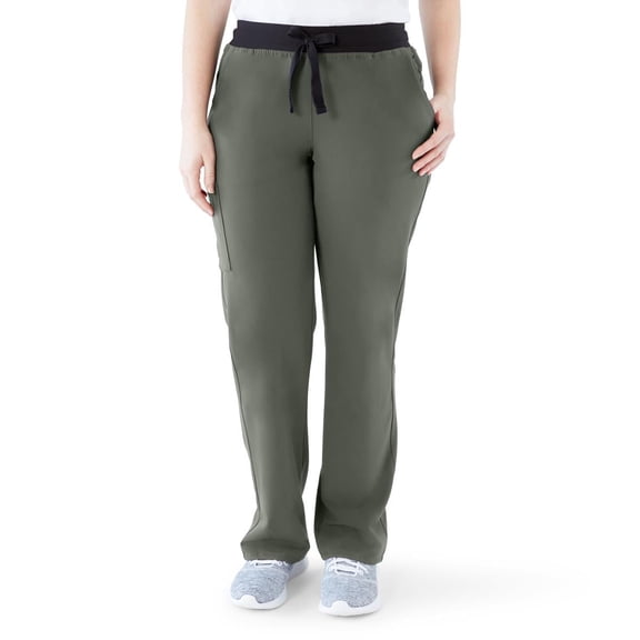 ave. Varick Women's Six Pocket Midrise Straight Leg Scrub Pant in Olive, XXS Tall