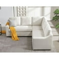 thumbnail image 5 of BSHTI L-Shaped Sofa with Pull-Out Sofa Bed,Corner Sofa,Living Room Furniture Set,Sleeper Sofa Bed,Corner Seat for Two with Broaching Sofa,Rivet DeChenille,Beige, 5 of 16