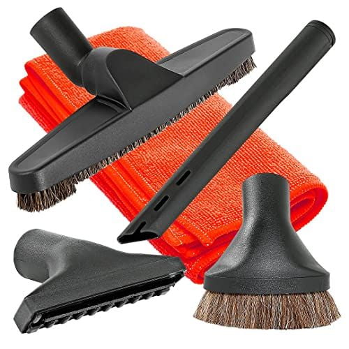 Ultra Clean Aspirateur Central de Luxe Ensemble d'Outils de Nettoyage 4 Pcs avec Brosse pour Plancher de Bois Franc, Brosse à Épousseter, Outil pour Crevasses, Outil pour Rembourrage - Conçu pour s'Adapter à Toutes les Marques (Noir)