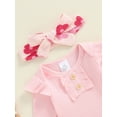 thumbnail image 6 of FEORJGP Toddler Baby Girls 3Pcs Casual Outfits 0 3M 6M 12M 18M Infant Long Sleeve Ribbed Rompers Solid Crew Neck Jumpsuits + Floral Pants + Headband SCute Comfy Sweet Clothes for Spring Fall, 6 of 7