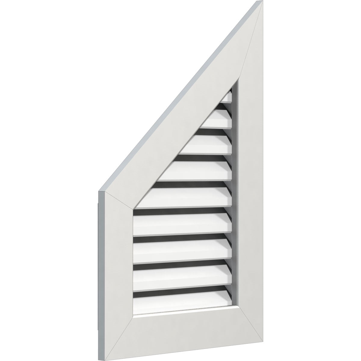 Ekena Millwork 20"W x 26"H Half Peaked Top Left (25"W x 32 1/8"H Frame Size) 7/12 Pitch: Functional, PVC Gable Vent w/ 1" x 4" Flat Trim Frame