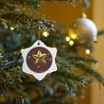 thumbnail image 7 of 3drose, Pretty Gold Star on a Burgandy Backgroudn with the Words Merry Christmas, 3 inch Snowflake Porcelain Ornament, 7 of 7