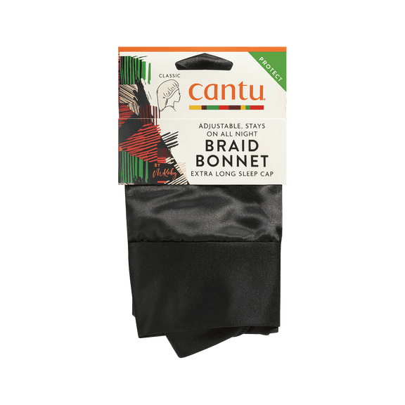 Cantu Braid Bonnet Extra Long Sleep Cap, Black