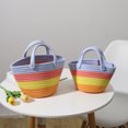 thumbnail image 3 of Bolsa Mini bolso de mano para mujer con rayas coloridas, cesta pequeña bonita, bolsos de playa de punto (S) JShteea Para Estrenar, 3 of 8