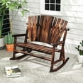thumbnail image 2 of YYAo Outdoor Patio Rocking Chairs,Outdoor Adirondack Rocking Chair for Adults with High Back and Slatted Seat-Brown, 2 of 11