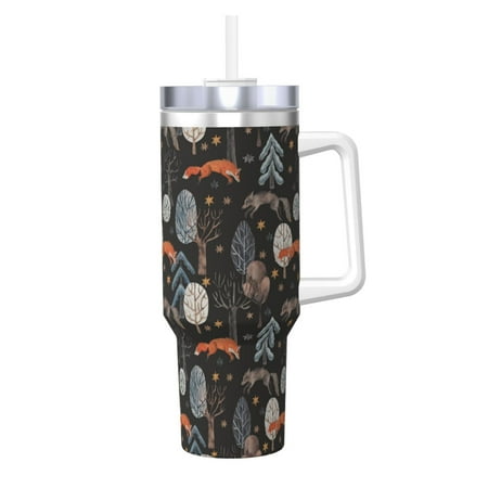 

Matuu Fox In The Forest for 40OZ Ice Cup with Handle Durable Thermal Cups Keep Drinks Cold and Hot Insulated Car Mug with Lid