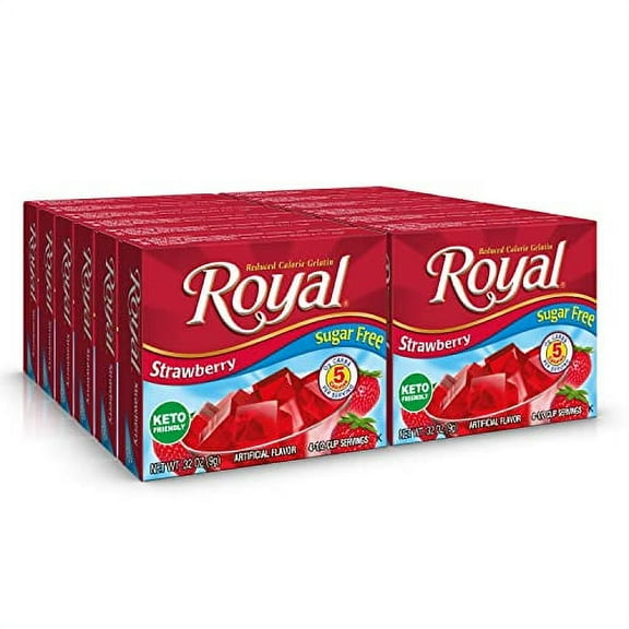 Royal Strawberry Gelatin Dessert Mix, Sugar Free and Carb Free,0.32 0z (Pack of 12)