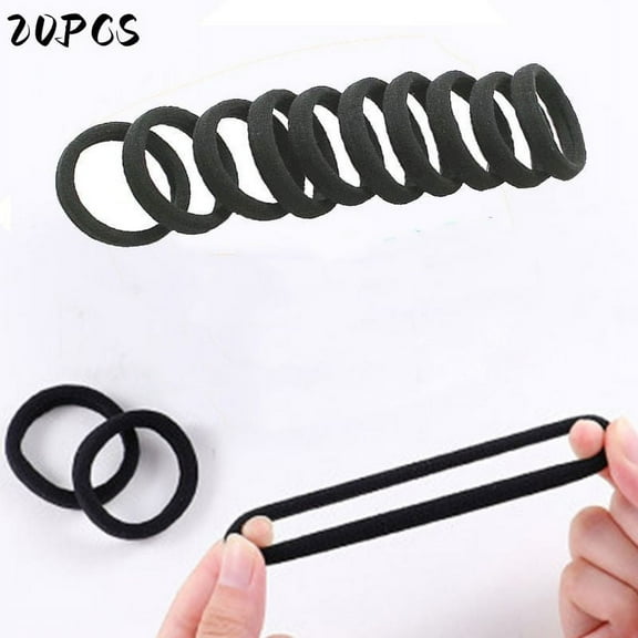 Womens Elastic Hair Tie, Casewin 20 Pieces Black Hair Ties for Thick and Curly Hair Ponytail Holders Hair Elastic Band for Women or Men