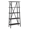 thumbnail image 2 of Weston Home Westyn Rustic X-Base 32-inch 4-Shelf Bookcase, Black Finish, 2 of 6