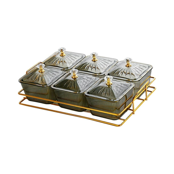 6 tazones para servir refrigerios, plato divisorio para postres, plato para frutas secas, platos para refrigerios, plato para servir refrigerios de verde oscuro