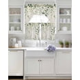 thumbnail image 3 of Green Eucalyptus Swag Valance and Tier Curtains Set Leaf Retro Linen Background Farmhouse Kitchen Curtains 3 Piece Set Rod Pocket Panels for Bedroom Cafe Swag Valances and 24 inches Tiers, 3 of 6