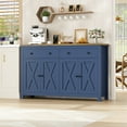 thumbnail image 2 of Homfa 55.1W'' 4-Doors 2-Drawers Farmhouse Storage Cabinet, Wood Sideboard with Adjustable Shelves for Kitchen Dining Room, Blue, 2 of 7