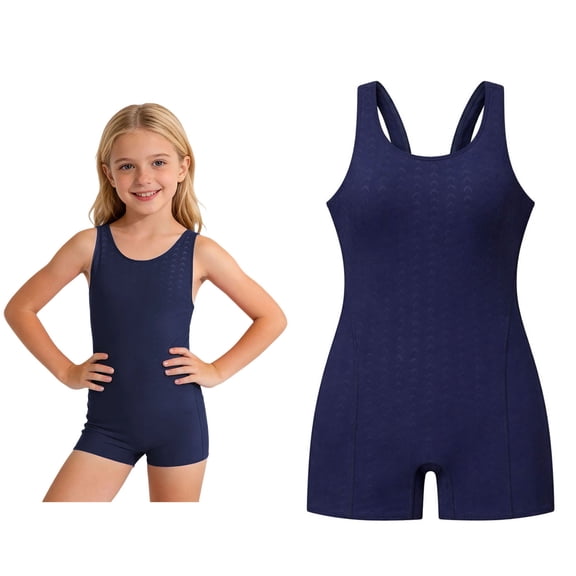 1 Piece Girls Swimsuit Boyleg Bathing Suits Quick Dry Swimwear Racerback Bathing Suits for Teen 12-14 Years