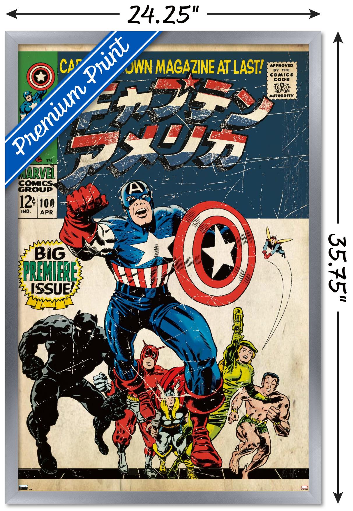 Marvel Katakana - Captain America #100 Wall Poster, 22.375" x 34" Framed