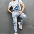 thumbnail image 2 of Holiday Clearance! ZVNAΖH Ripped Denim Overalls for Men Fashion Slim Fit Jumpsuit with Pockets Workwear with Adjustable Straps, 2 of 9