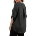 thumbnail image 3 of VERABENDI Women's Plus Size Tops 3/4 Sleeve Shirts Dressy Casual Metal Buckle V-Neck Tunic Blouses,M-4XL, 3 of 11