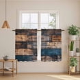 thumbnail image 3 of Vintage Wooden Tier Curtains, Farmhouse Retro Shabby Wood Light Filtering Kitchen Curtains, 2Pcs Rod Pocket Half Window Treatments Panels for Sink Cafe Cabinet Basement 27.5x45 Inches, 3 of 9