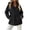 Black, variant on Women's Hooded Anorak Raincoat Lightweight Zip Up Snap Button Down Drawstring Waist Windbreaker Coat Casual Long Sleeve Solid Color Jacket with Pockets S