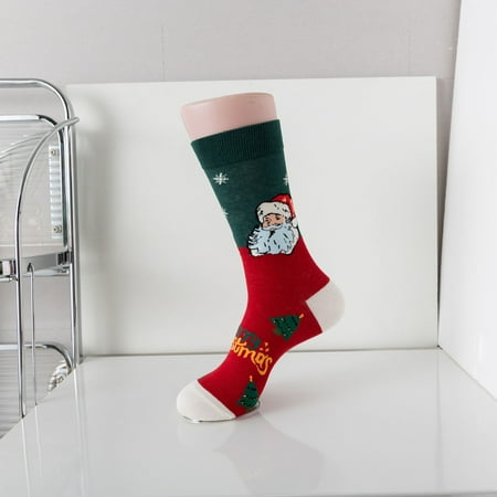 

ZMHEGW Socks For Women Christmas Print Christmas Gift Medium Stockings For Warm And Thick In Autumn And Winter