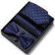thumbnail image 4 of Conjunto de pajarita con patrón cuadrado para novio y padrino, caja de regalo, 4 of 6
