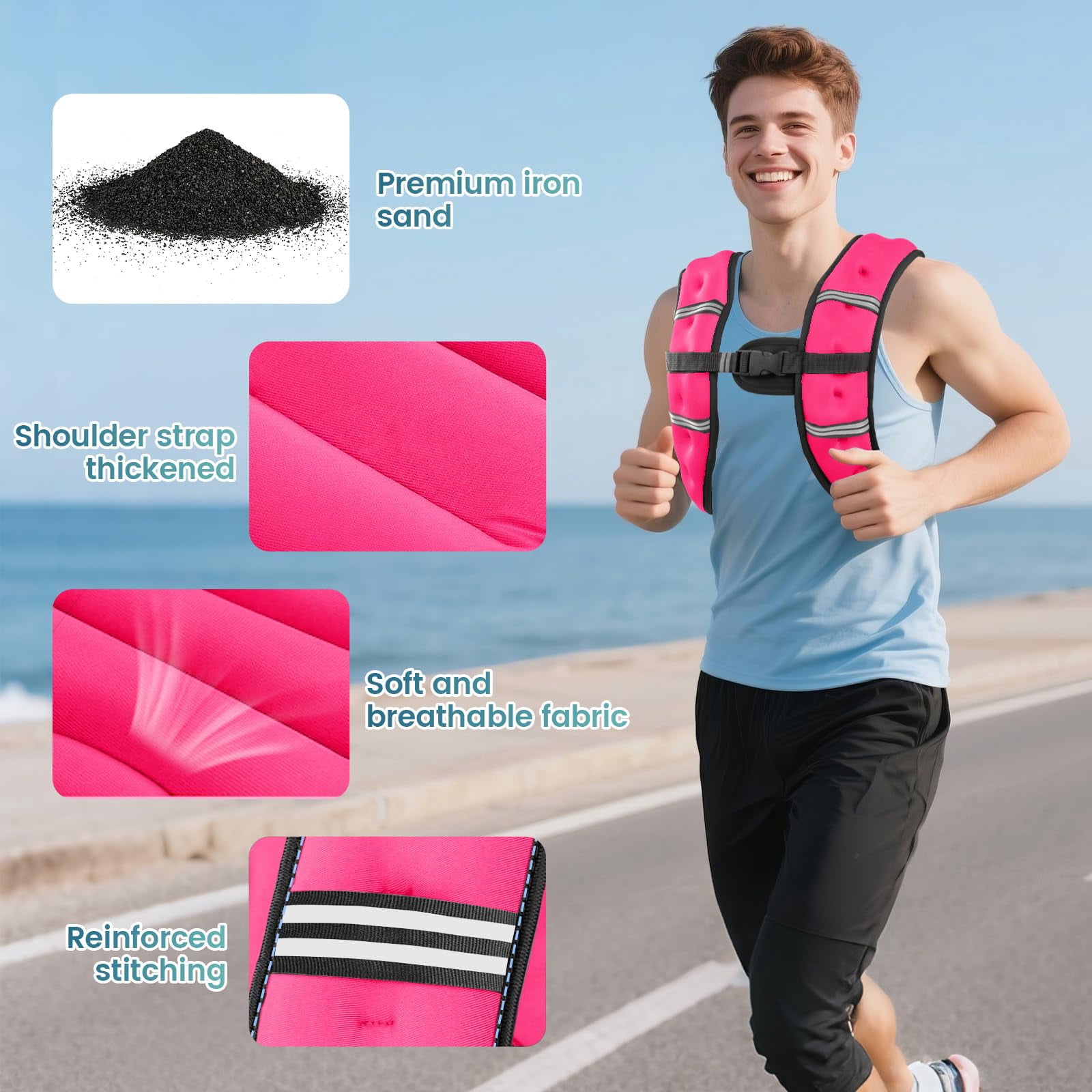 Pink 8 LB Weighted Vest for Strength Training Running Jogging Walking