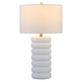 thumbnail image 3 of Evelyn&Zoe Zelda 25" Tall Glass Bubble Body Table Lamp with Fabric Shade in Matte White/Brass/White, 3 of 5