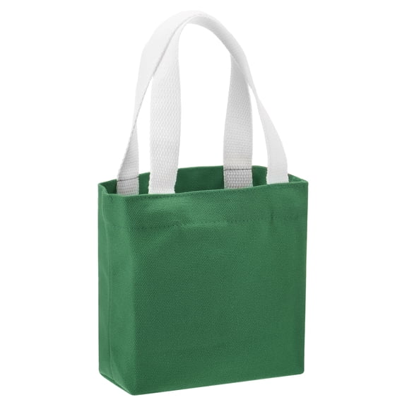 Uxcell Small Solid Color Canvas Tote Bag for Women, 7 x 2 x 6 Inch Canvas Bags with Handle Lightweight Reusable Tote Cloth Pouch for Shopping Travel Daily Use, Crafts DIY, Dark Green