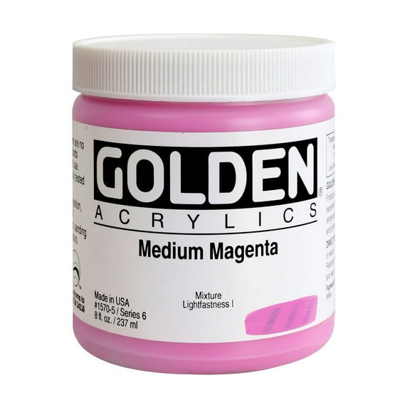 Golden Heavy Body Artist Acrylics - Medium Magenta, 8 oz Jar