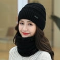 thumbnail image 2 of Winter Women Knitting Cap Men And Women Outdoor Warm Thickening Velvet Loose Winter Hat With Scarf  B r a n d  Winter Ski Mask Hat, 2 of 11