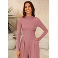 thumbnail image 6 of PRETTYGARDEN Womens Jumpsuit Dressy Casual Spring Fall Fashion One Piece Outfits Long Sleeve Mock Neck Wide Leg Pants Rompers, 6 of 8