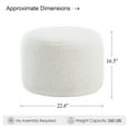 thumbnail image 3 of Zesthouse 22.6" Wide Round Ottoman, Modern Ottoman Coffee Table for Living Room, Fuzzy Sherpa Couch Foot Rest, Upholstered Footstool for Makeup Room, Bedroom, Entryway, White, 3 of 9