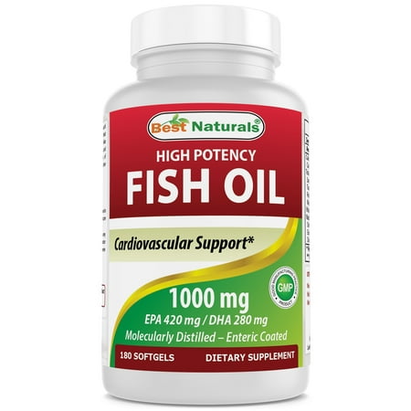 Best Naturals High Potency Omega-3 fish Oil 1000 mg 180 Softgels (EPA 420 MG - DHA 280 (Best Fish Oil For Skin)