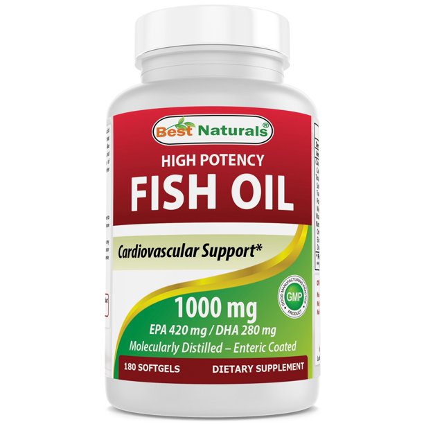 Best Naturals High Potency Omega3 fish Oil 1000 mg 180 Softgels (EPA
