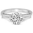 thumbnail image 4 of 2 Carat IGI Certified Round Shape Lab Grown Diamond Engagement Ring | 14K White Gold | Madison Three Stone Side Baguette Diamond Lab Diamond Ring | FG-VS1-VS2 Quality Friendly Diamonds, 4 of 5